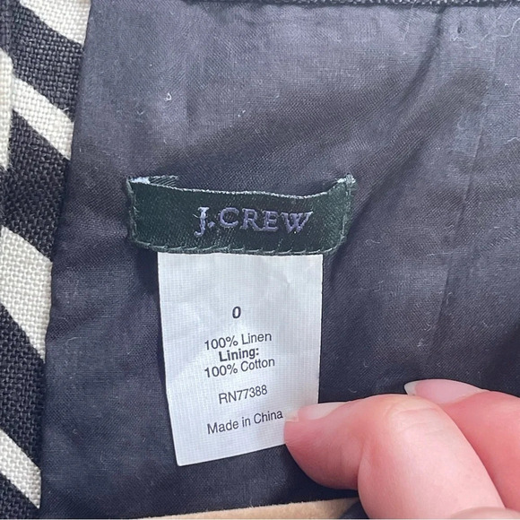 J.Crew ZEBRA LINEN shift DRESS boat neck accent button sleeveless black white 0 - Picture 9 of 9
